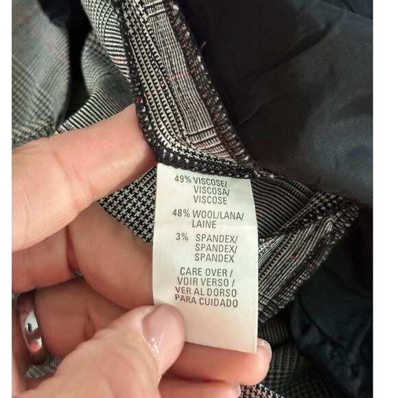 Anne Klein Gray Plaid Print Flat Front Mid Rise Straight Dress Pants Size 12 - Picture 7 of 10